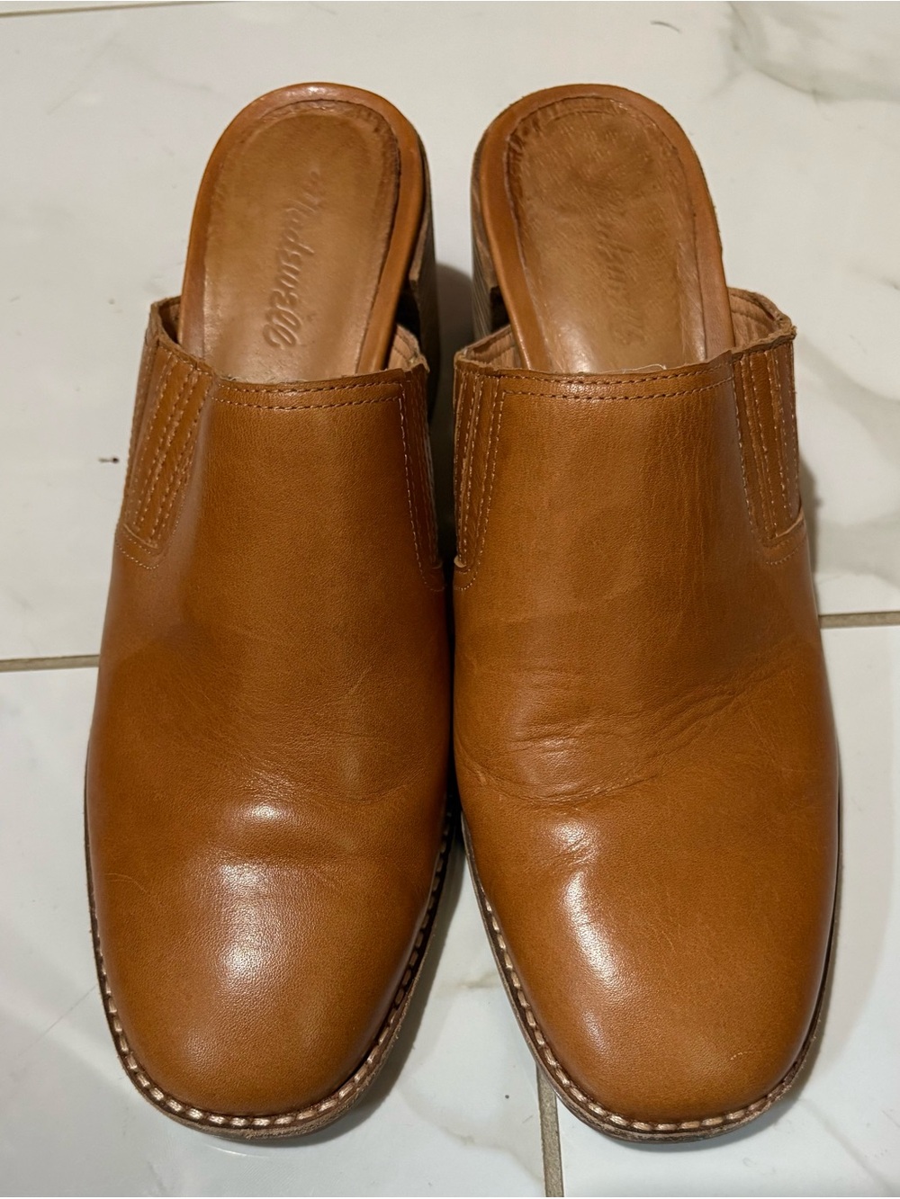 Madewell Tan Leather Slip-On Mules